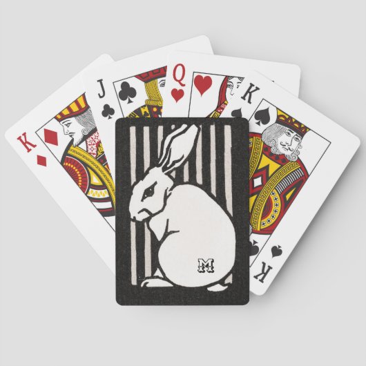 Gepersonaliseerde  konijn zwart en wit pokerkaarten (Achterkant)