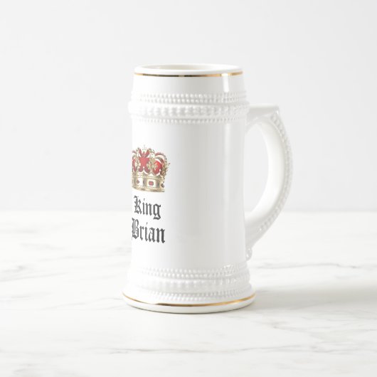 Gepersonaliseerde koning Beer Stein Bierpul (Voorkant rechts)