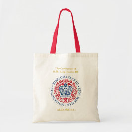 Gepersonaliseerde koning Charles III Coronation Em Tote Bag