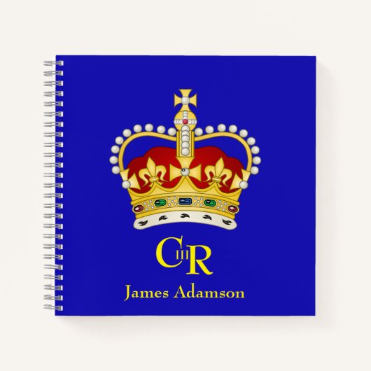 Gepersonaliseerde koning Charles III Monogram en K Notitieboek (Voorkant)