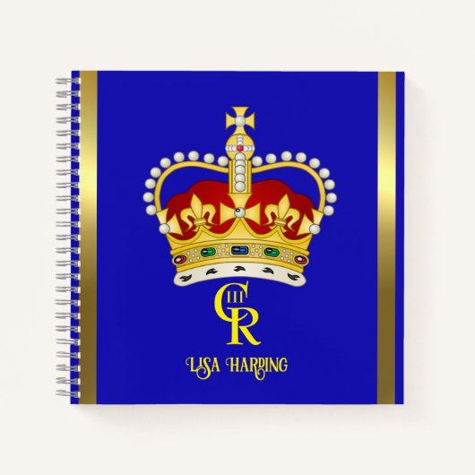 Gepersonaliseerde koning Charles III Monogram en K Notitieboek (Voorkant)