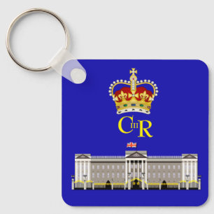 Gepersonaliseerde koning Charles III Monogram en K Sleutelhanger
