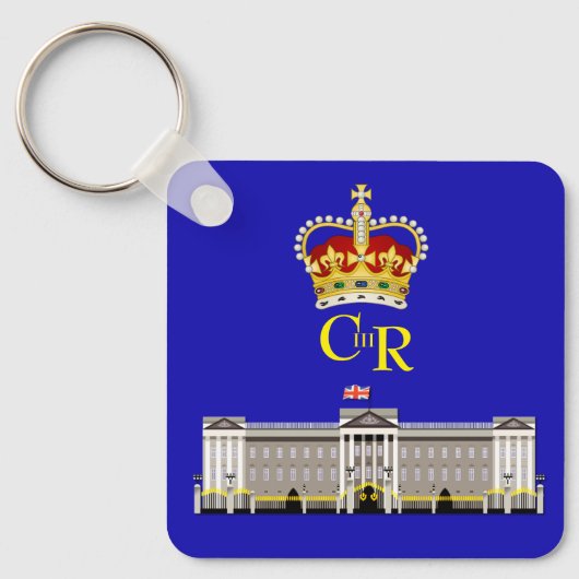 Gepersonaliseerde koning Charles III Monogram en K Sleutelhanger (Voorkant)