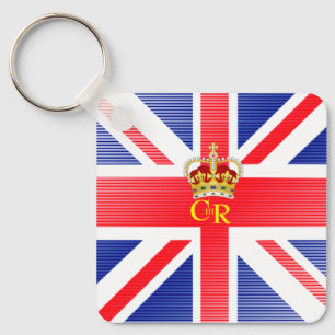 Gepersonaliseerde koning Charles III Monogram en K Sleutelhanger