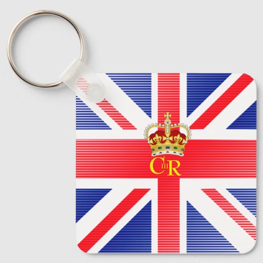 Gepersonaliseerde koning Charles III Monogram en K Sleutelhanger (Voorkant)