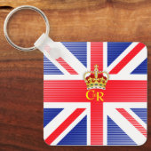 Gepersonaliseerde koning Charles III Monogram en K Sleutelhanger (Voorkant)