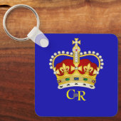 Gepersonaliseerde koning Charles III Monogram en K Sleutelhanger (Voorkant)