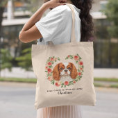 Gepersonaliseerde Koning Charles Spaniel Bloemenha Tote Bag