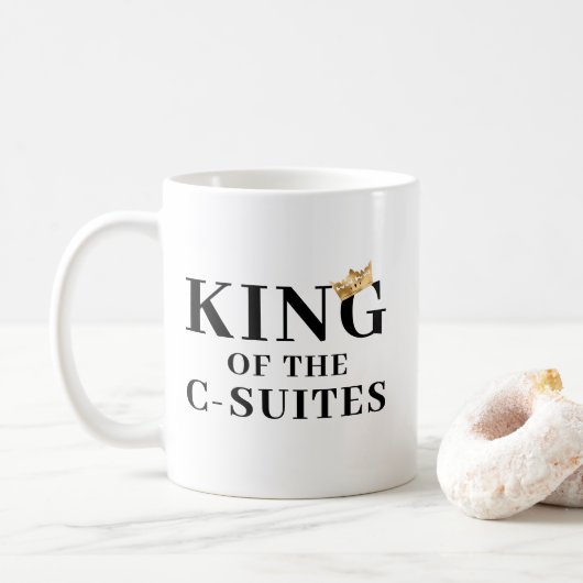 Gepersonaliseerde Koning van de C-Suites Gold Crow Koffiemok (Met donut)