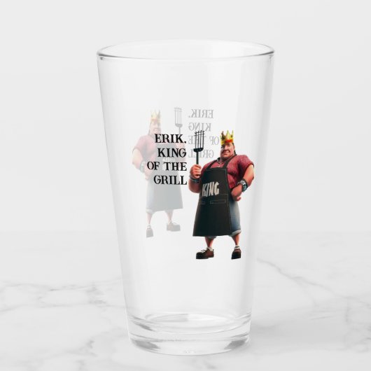 Gepersonaliseerde koning van de Grill Beer Glass Glas (Voorkant)