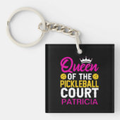 Gepersonaliseerde koningin van de Pickleball Court Sleutelhanger (voorkant)