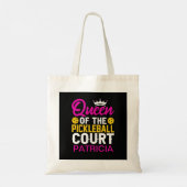 Gepersonaliseerde koningin van de Pickleball Court Tote Bag (Achterkant)