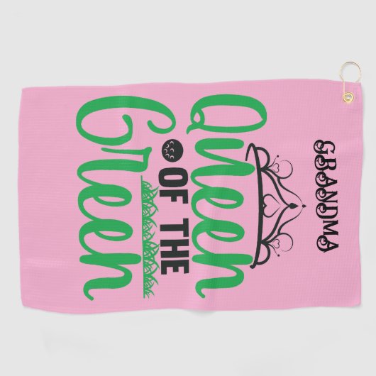 Gepersonaliseerde Koningin van het Groen Golfhanddoek (Horizontaal)