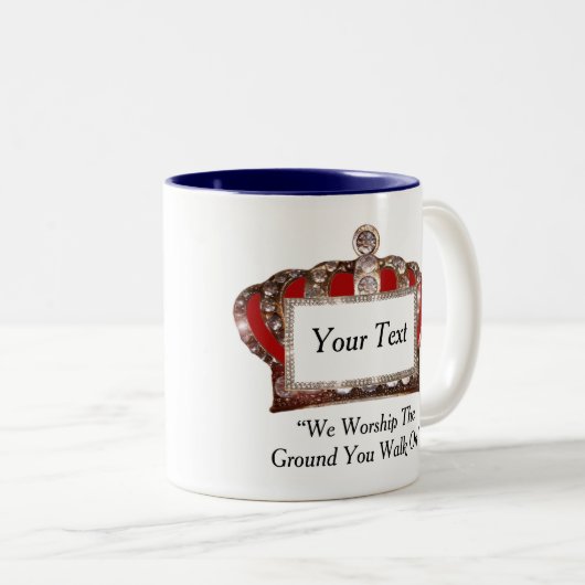 Gepersonaliseerde koninklijke kroon tweekleurige koffiemok (Voorkant rechts)