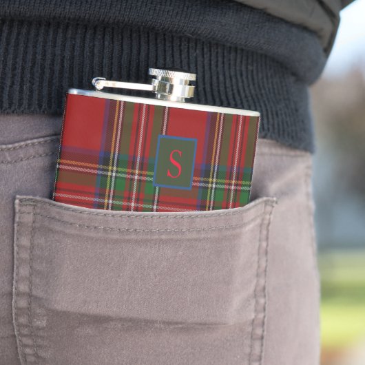 Gepersonaliseerde Koninklijke Stewart Tartan geeft Heupfles (Voorbeeld)