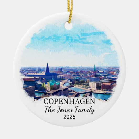Gepersonaliseerde Kopenhagen Ornament, Denemarken  Keramisch Ornament (Voorkant)