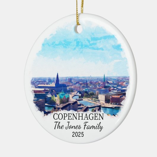 Gepersonaliseerde Kopenhagen Ornament, Denemarken  Keramisch Ornament (Links)