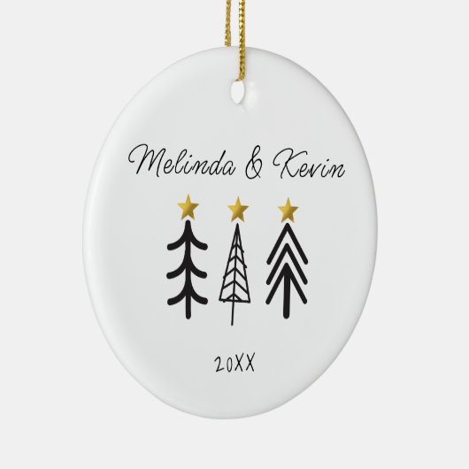 Gepersonaliseerde koppelnamen Trouwbomen Keramisch Ornament (Rechts)