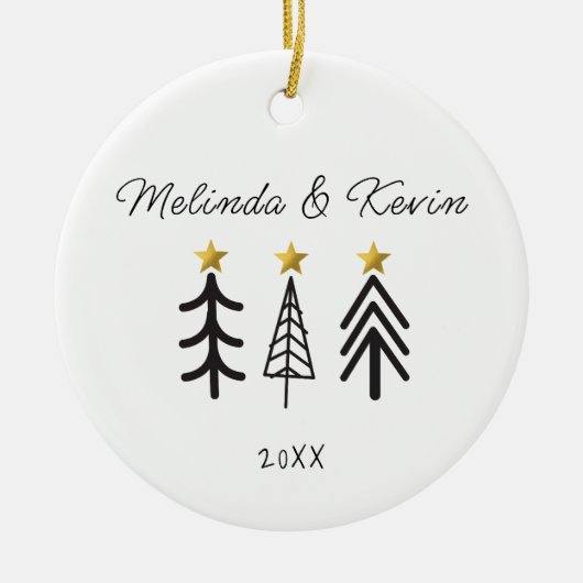 Gepersonaliseerde koppelnamen Trouwbomen Keramisch Ornament (Voorkant)