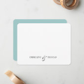 Gepersonaliseerde koppels briefpapier licht blauw  notitiekaartje (Voorkant / Achterkant in situ)