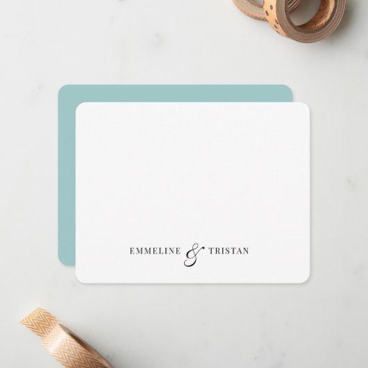 Gepersonaliseerde koppels briefpapier licht blauw  notitiekaartje (Voorkant / Achterkant in situ)