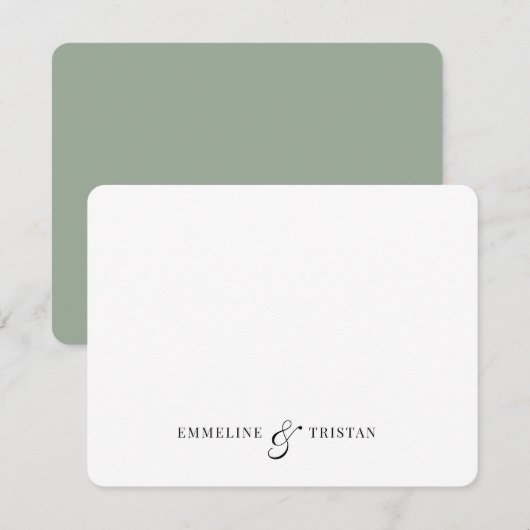 Gepersonaliseerde koppels briefpapier Sage Groen Notitiekaartje (Voorkant / Achterkant)