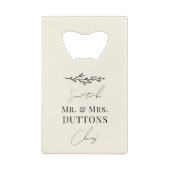 Gepersonaliseerde koppels Douche Trouwen opslaan v Creditkaart Flessenopener (Achterkant)