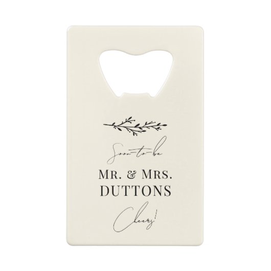 Gepersonaliseerde koppels Douche Trouwen opslaan v Creditkaart Flessenopener (Achterkant)