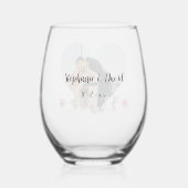 Gepersonaliseerde koppels foto LIEFDE bruiloft Wijnglas Zonder Voet (Achterkant)