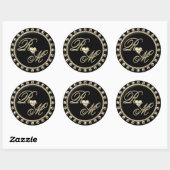 Gepersonaliseerde Koppels Monogram Goud Zwart Ronde Sticker (Vel)