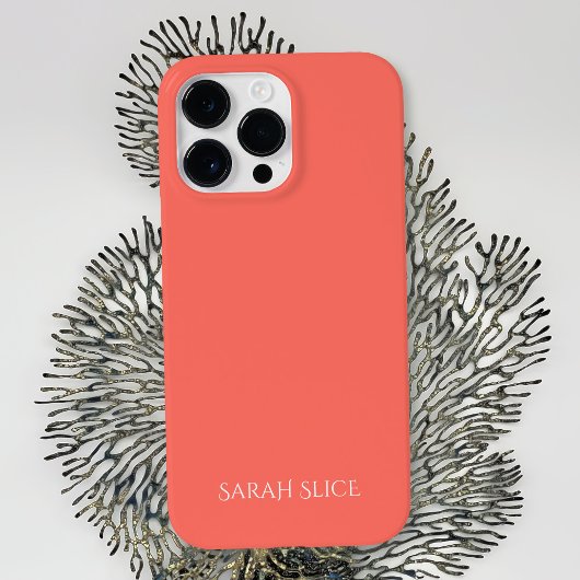 Gepersonaliseerde koraal effen kleur Case-Mate iPhone case