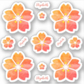 Gepersonaliseerde koraalroze kerry Blossom Vinyl Sticker (Voorkant)