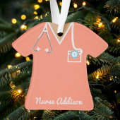 Gepersonaliseerde Koraalverpleegster Scrubs Ornament