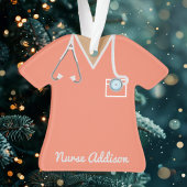 Gepersonaliseerde Koraalverpleegster Scrubs Ornament