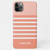 Gepersonaliseerde koraalzalm perzik oranje strepen Case-Mate iPhone case (Achterkant)