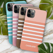 Gepersonaliseerde koraalzalm perzik oranje strepen Case-Mate iPhone case