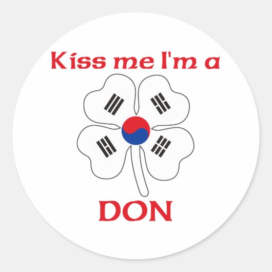 Gepersonaliseerde Koreaanse Kus Me Ik Ben Don Ronde Sticker (Voorkant)