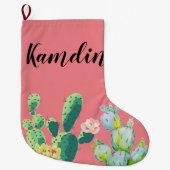 Gepersonaliseerde kous Bohemian Cactus Succulents  Grote Kerstsok (Voorkant)