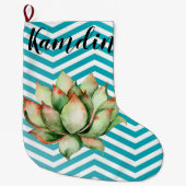 Gepersonaliseerde kous Boho Cactussen Succulent Grote Kerstsok (Voorkant)