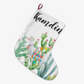 Gepersonaliseerde Kous Boho Llama Bohemian Cacti D Grote Kerstsok (Voorkant (Hangend))