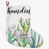 Gepersonaliseerde Kous Boho Llama Bohemian Cacti D Grote Kerstsok (Voorkant)