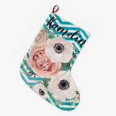 Gepersonaliseerde Kous Geometrisch Roos Chevron Bl Grote Kerstsok (Voorkant (Hangend))