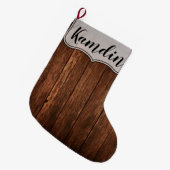 Gepersonaliseerde kous schuur hout land rustiek grote kerstsok (Voorkant (Hangend))