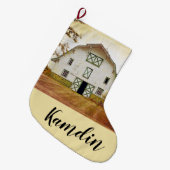 Gepersonaliseerde kous Sunset Barn Country Rustic  Grote Kerstsok (Voorkant (Hangend))