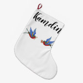 Gepersonaliseerde kous Traditional Bird Tattoo Spa Grote Kerstsok (Voorkant (Hangend))