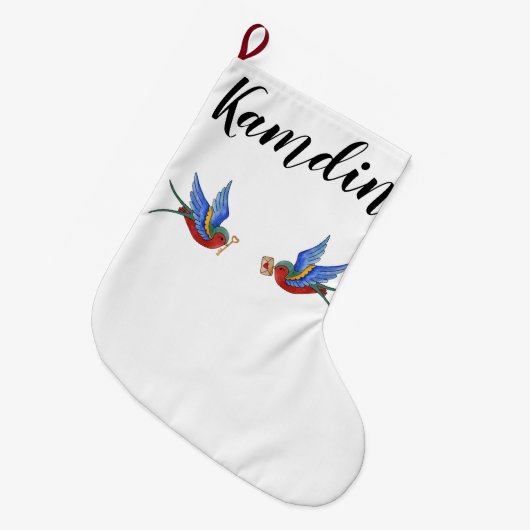 Gepersonaliseerde kous Traditional Bird Tattoo Spa Grote Kerstsok (Voorkant (Hangend))