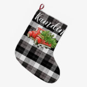 Gepersonaliseerde Kous XMAS Truck Baffalo Plaid Bl Grote Kerstsok (Voorkant (Hangend))