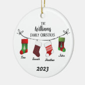 Gepersonaliseerde kousen keramisch ornament (Links)