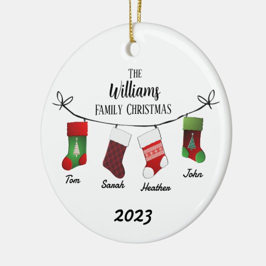 Gepersonaliseerde kousen keramisch ornament (Links)