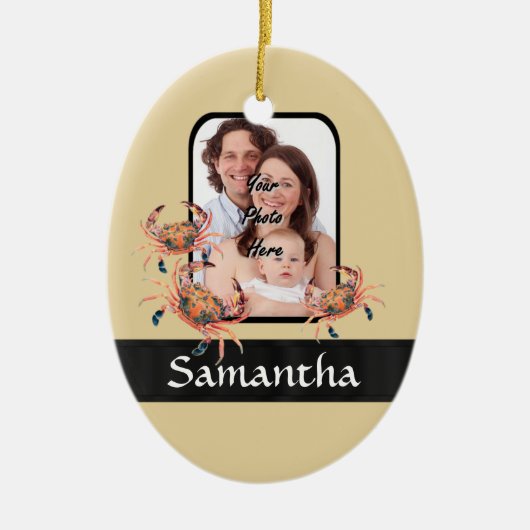 Gepersonaliseerde krab keramisch ornament (Voorkant)